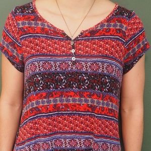 Red Floral Pattern Button down